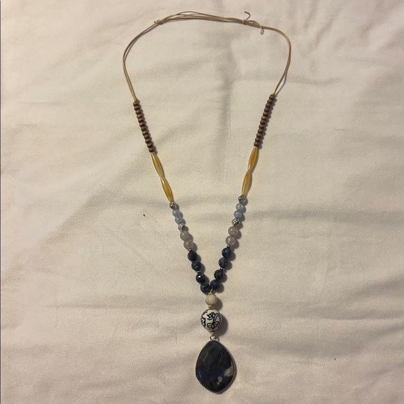 JJill Elegant Beaded Necklace and Bracelet with Blue and Yellow Accents - Picture 4 of 4